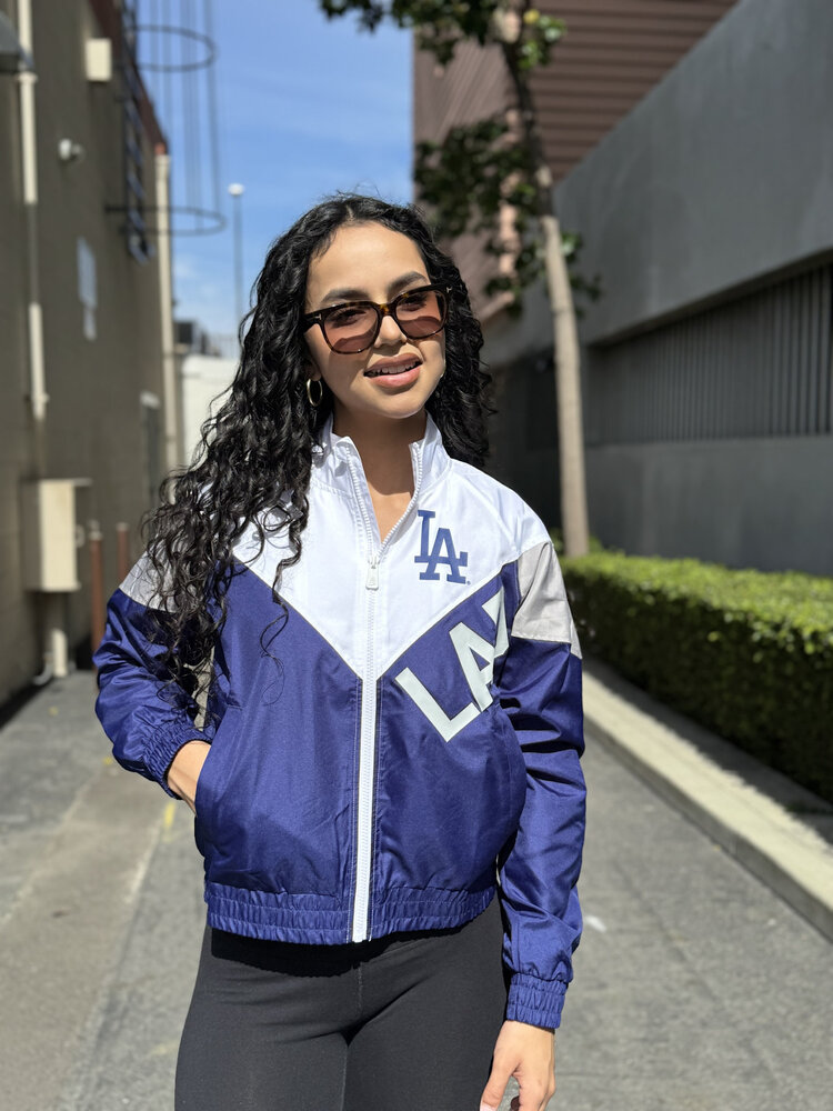 New Era LA Dodgers Women's NE Full-Zip Color Block Crop Windbreaker