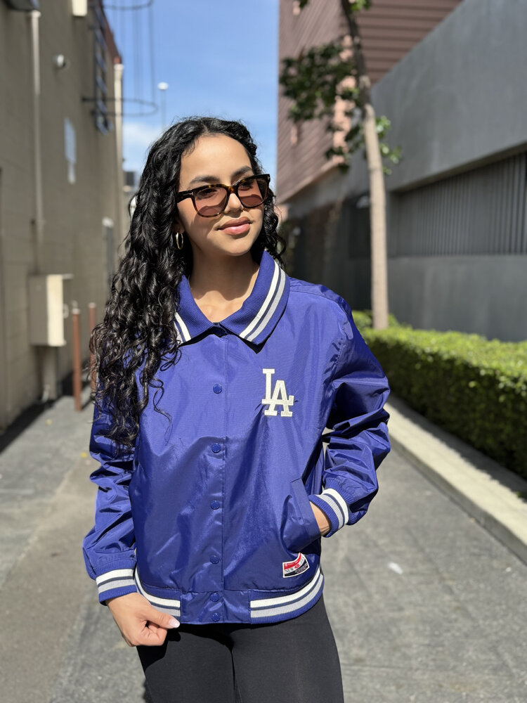New Era LA Dodgers NE Women's Throwback Nylon Royal Button Down Jacket