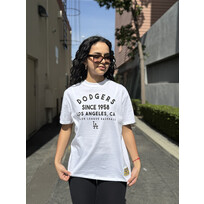 Mitchell and Ness LA Dodgers Women's M&N Since 1958 Boyfriend White Tee