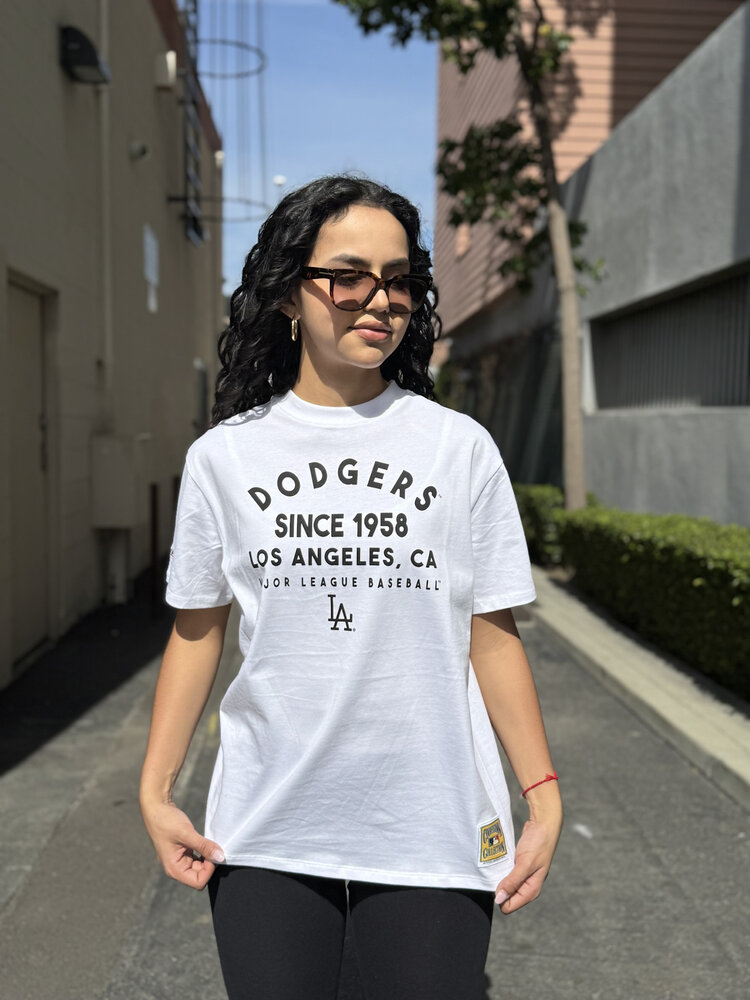 Mitchell and Ness LA Dodgers Women's M&N Since 1958 Boyfriend White Tee
