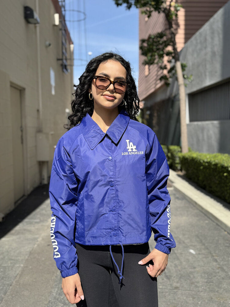 New Era LA Dodgers Women's NE Nylon Crop Coach Jacket Royal