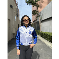 Mitchell and Ness LA Dodgers M&N Women's Crop Satin Jacket White