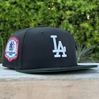 New Era LA Black White 1984 Olympics Patch Green UV