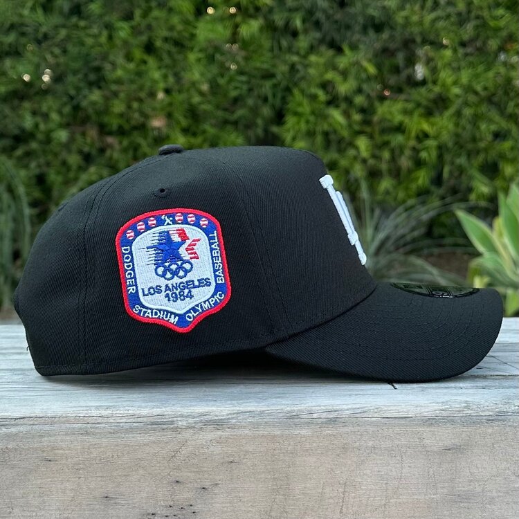 New Era LA Black White 1984 Olympics Patch Green UV 940 A-Frame