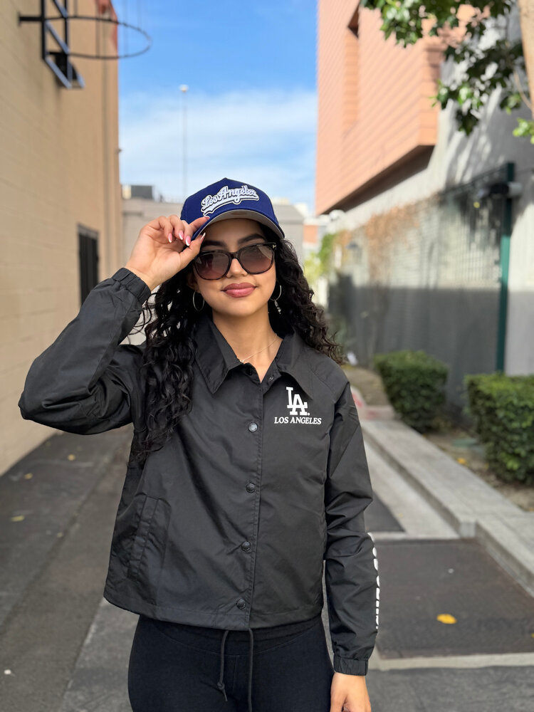 New Era LA Dodgers Women's NE Nylon Crop Coach Jacket Black