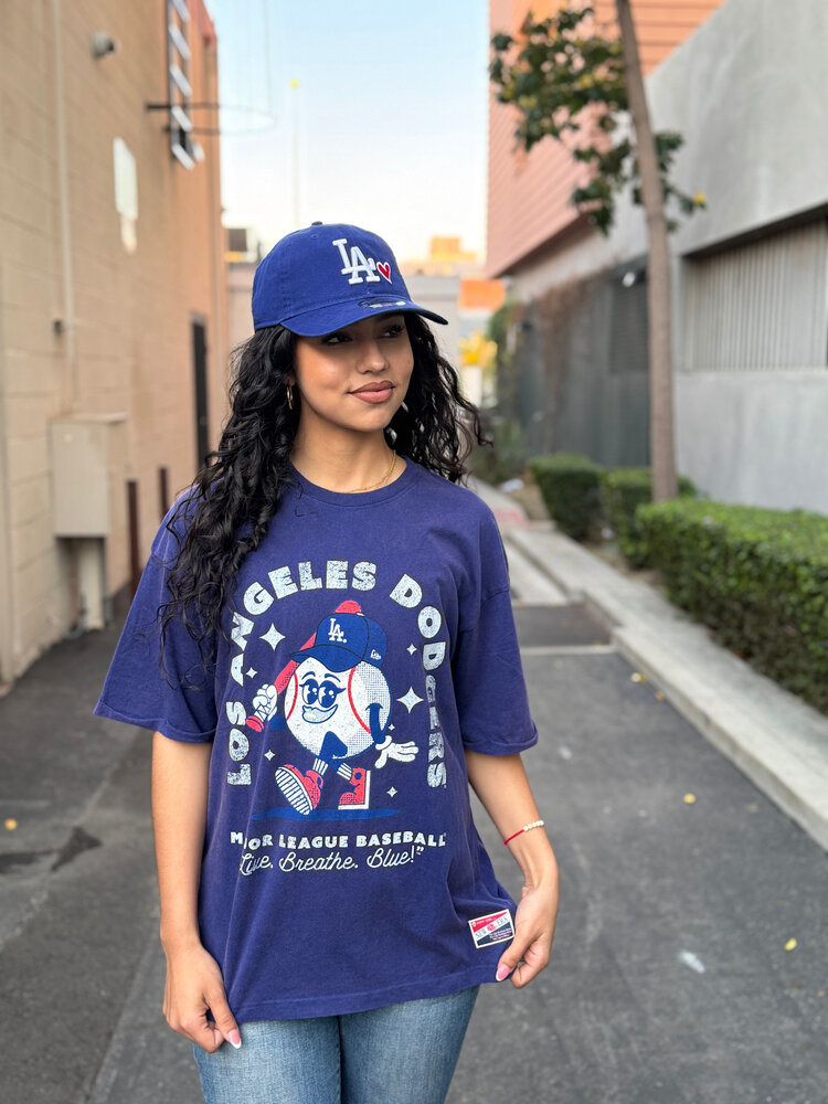 New Era LA Dodgers NE Women's Throwback Mineral Royal Boyfriend Tee