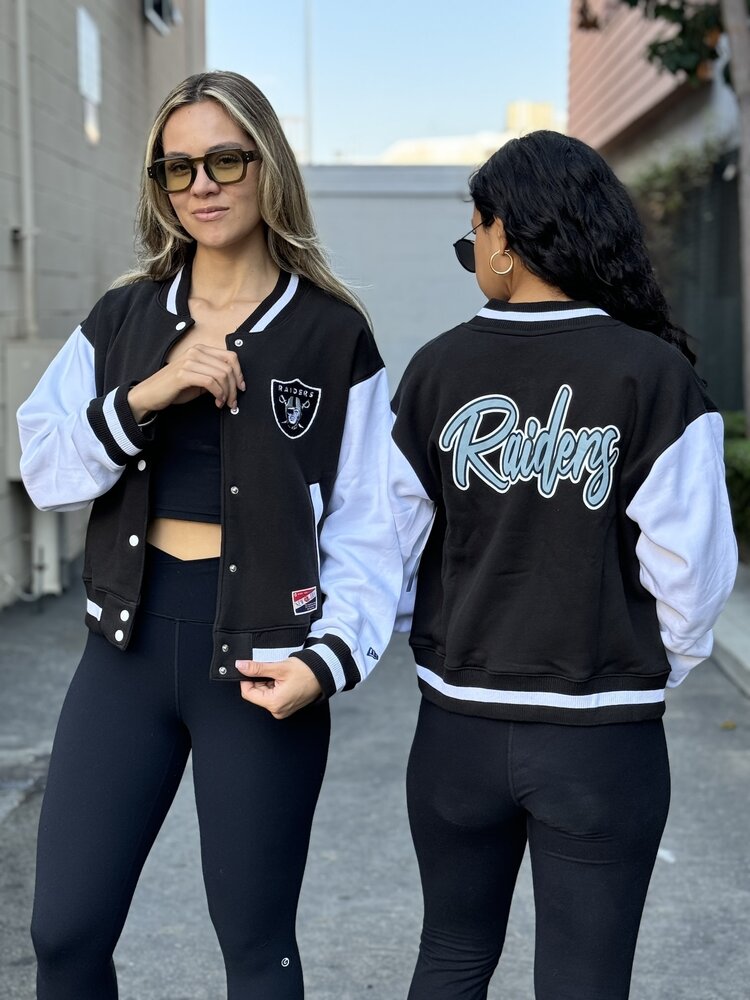 New Era Raiders Women's NE Varsity Cotton Button Snap Jacket Black/White