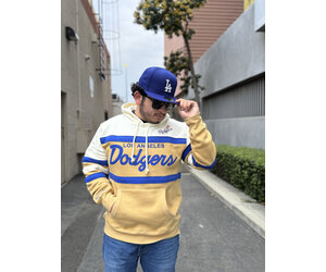 LA Dodgers Mitchell & Ness Head Coach Hoodie Cream/Bronze - The