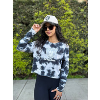 New Era Raiders W NE Black Tie Dye L/S Crop