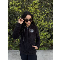 New Era Raiders Women's NE Sherpa Black F/Z Hoodie