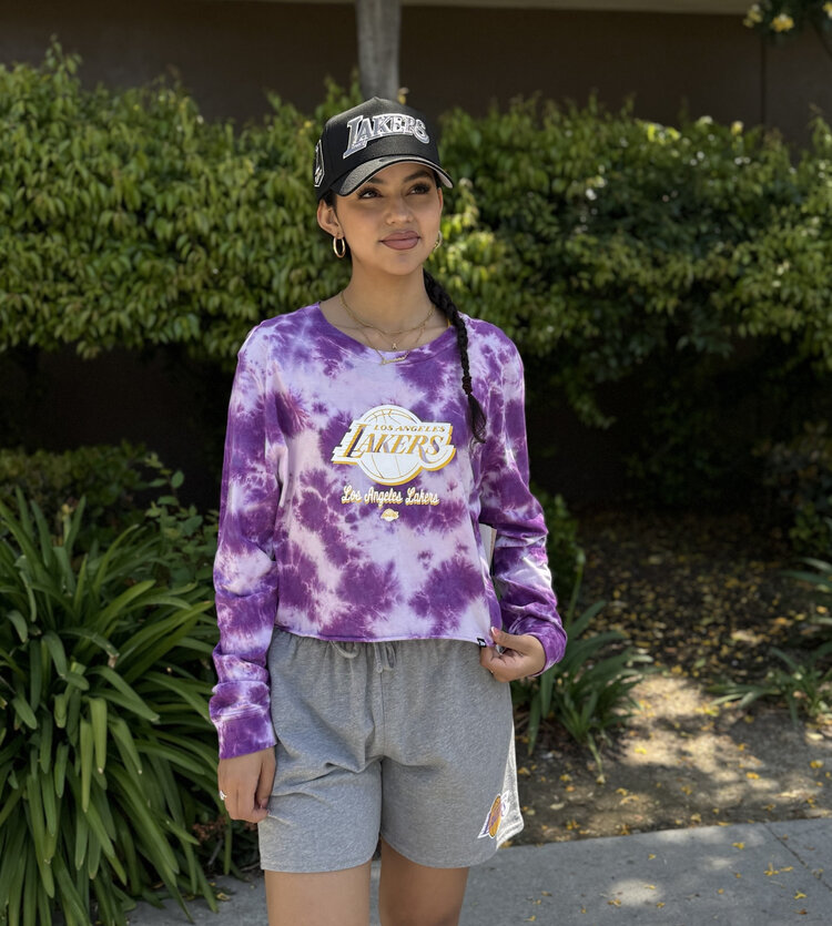 New Era LA Lakers W NE Purple Tie Dye L/S Crop