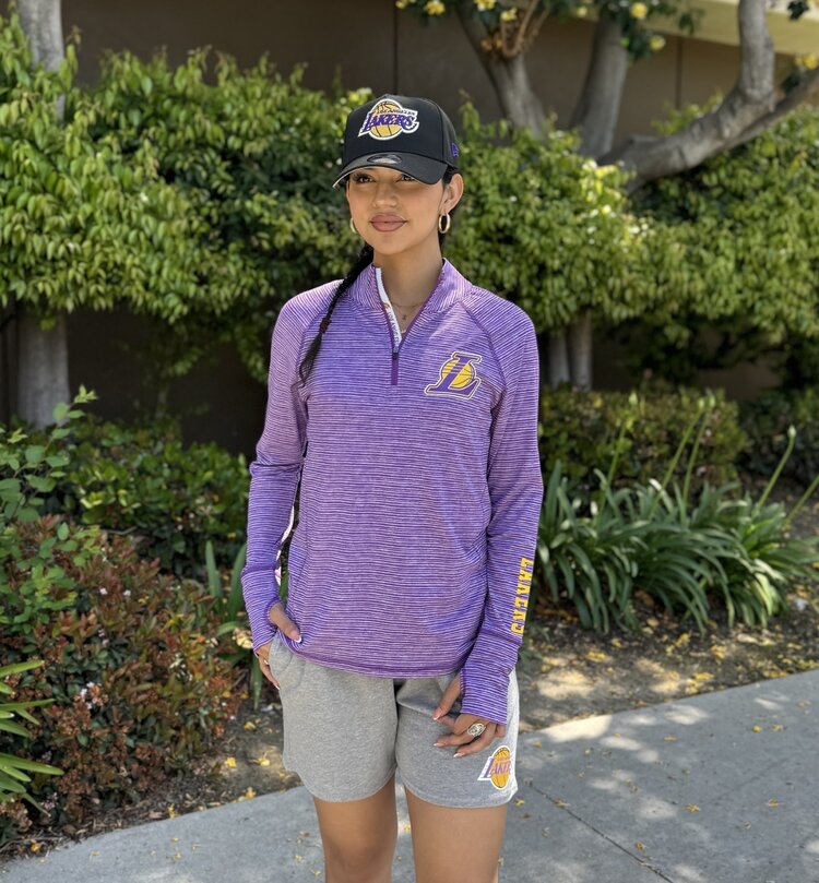 New Era LA Lakers W NE Purple Space Dye 1/4 Zip L/S
