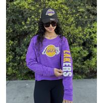 New Era LA Lakers W NE Purple Space Dye L/S Crop