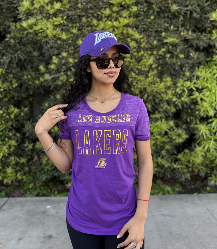 New Era Lakers W NE Purple Space Dye S/S Crew Tee