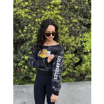 New Era LA Lakers W NE Black Camo L/S Crop