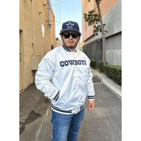 Mitchell and Ness Cowboys M&N Lightweight Satin Jacket White