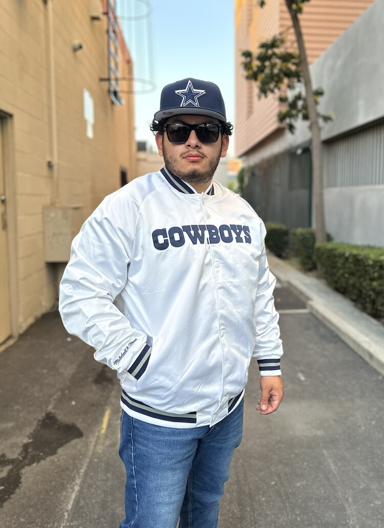 Mitchell and Ness Cowboys M&N Lightweight Satin Jacket White