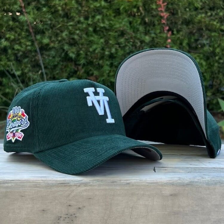 New Era LA Dodgers Upside Down Dark Green Corduroy 100th 940 A-Frame