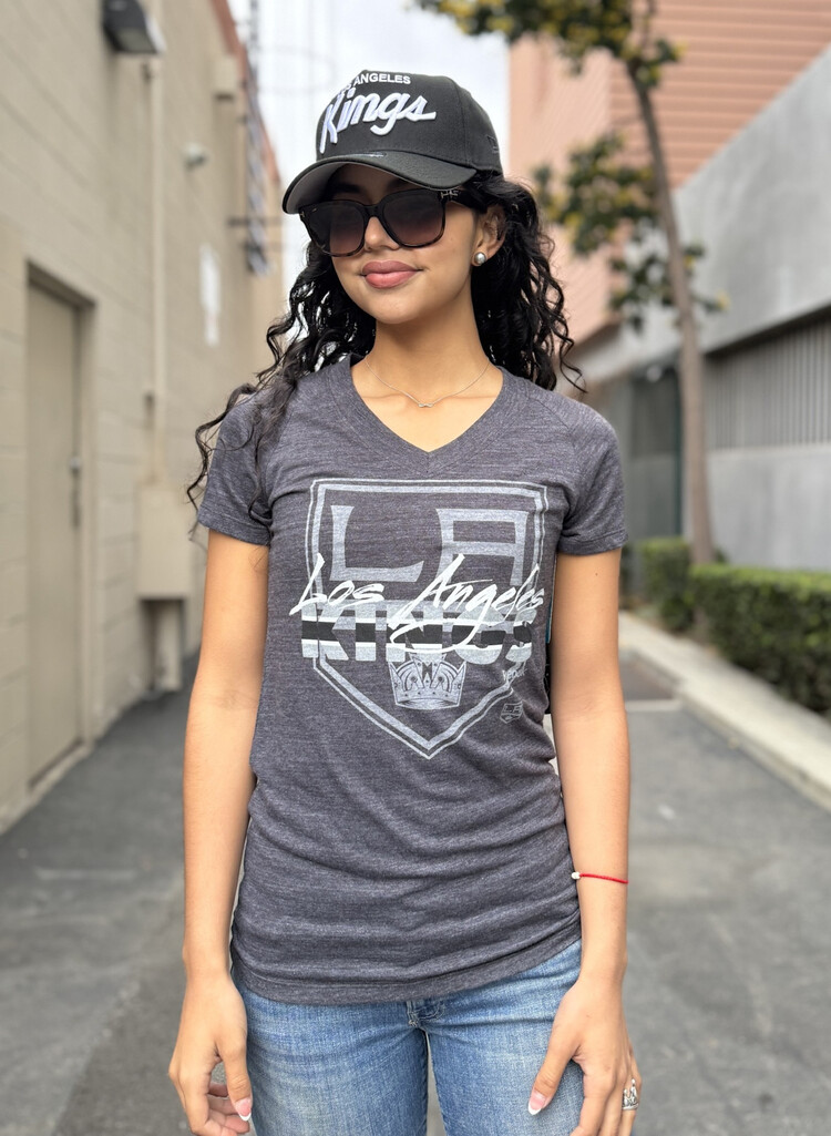 Reebok NHL Los Angeles Kings Women's Triblend V-Neck Charcoal
