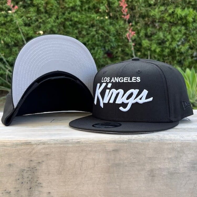 New Era LA Kings Black White Script Snapback 950