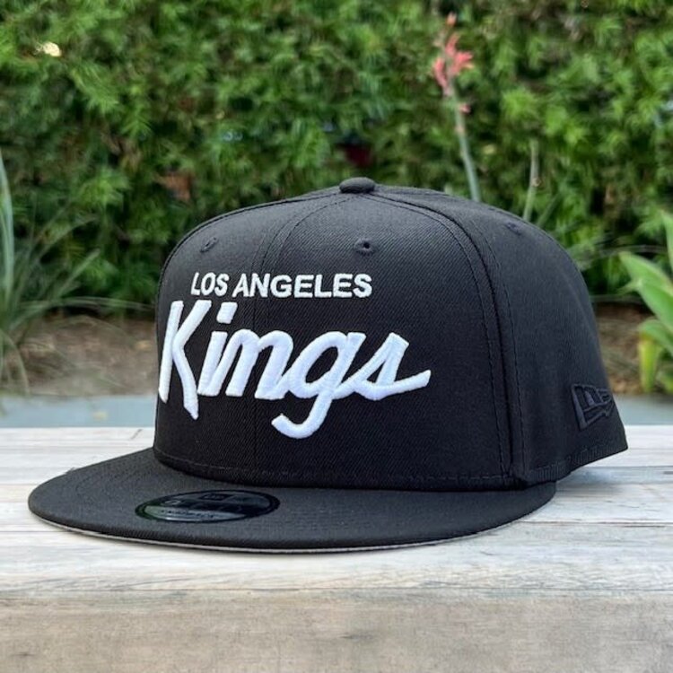 New Era LA Kings Black White Script Snapback 950