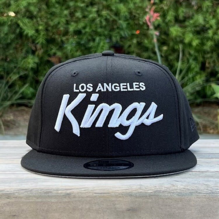New Era LA Kings Black White Script Snapback 950