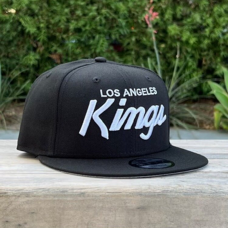 New Era LA Kings Black White Script Snapback 950