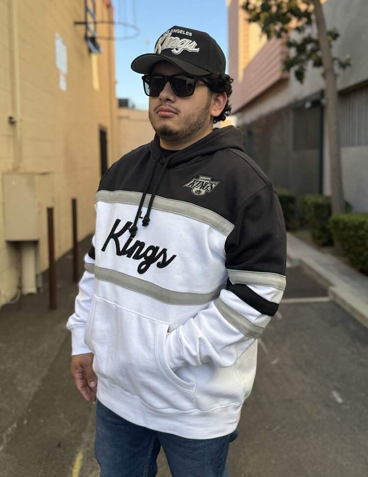 Mitchell and Ness LA Kings M&N Men's Head Coach Hoodie White/Black