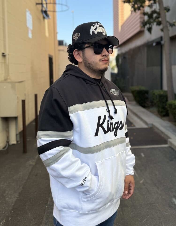 Mitchell and Ness LA Kings M&N Men's Head Coach Hoodie White/Black