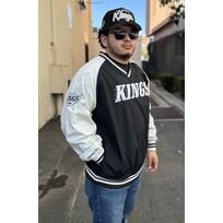 Mitchell and Ness LA Kings Men's M&N Nylon V-Neck Pullover Jacket Black