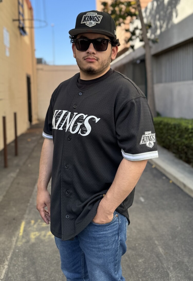 Mitchell and Ness LA Kings M&N Men's Mesh Button Front Black Jersey