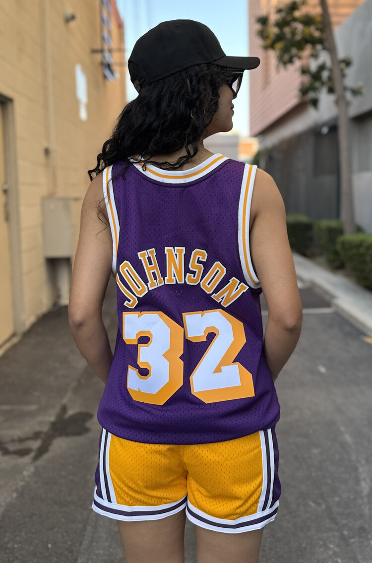 Mitchell and Ness LA Lakers Mitchell & Ness Womens Swingman 1984 Magic Johnson Purple