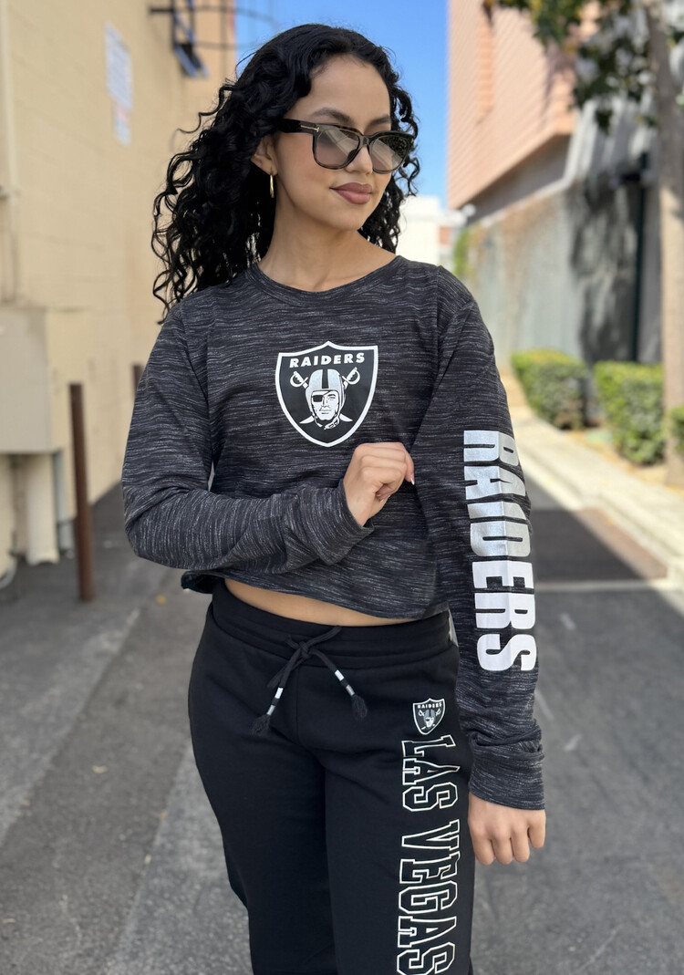 New Era Raiders W NE Black Space Dye L/S Crop
