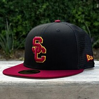 New Era USC Trojans Interlock Black Mesh/Cardinal