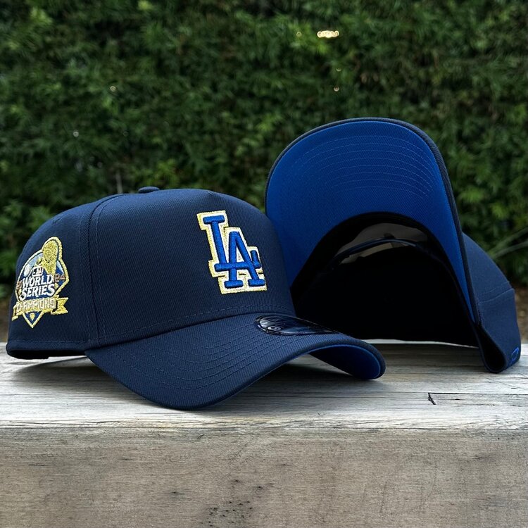 New Era LA Dodgers Navy Metallic Gold 2024 WS Champs Royal UV 940 A-Frame
