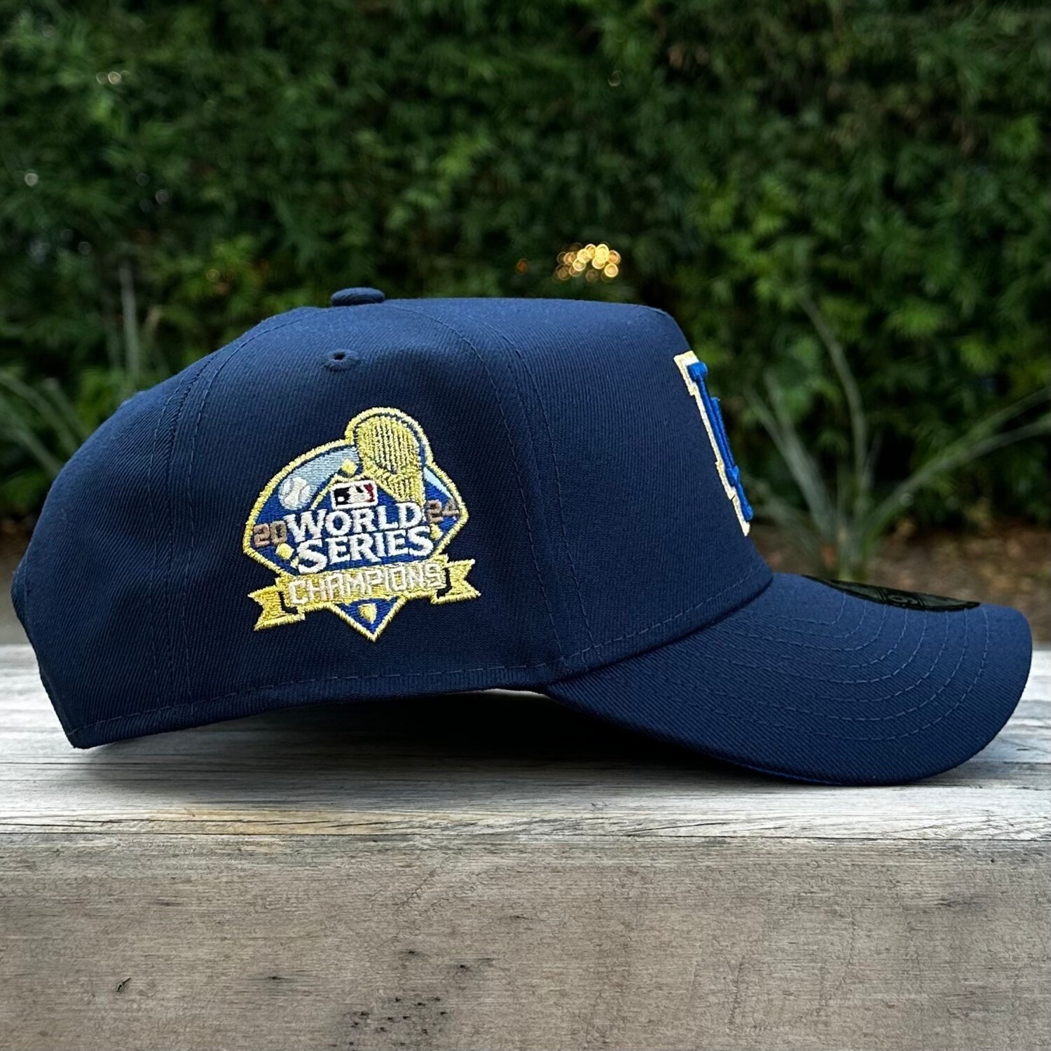 LA Dodgers Navy Metallic Gold 2024 WS Champs Royal UV 940 A-Frame