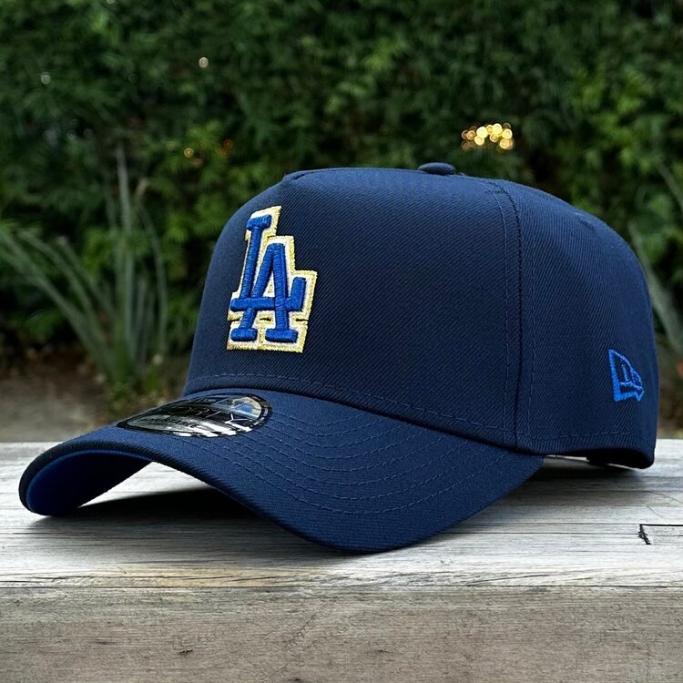 New Era LA Dodgers Navy Metallic Gold 2024 WS Champs Royal UV 940 A-Frame
