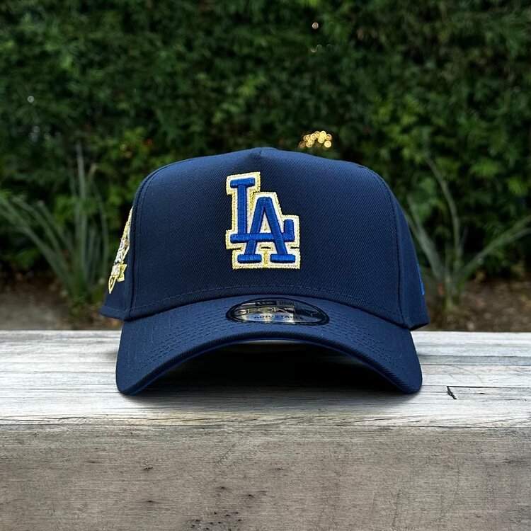 New Era LA Dodgers Navy Metallic Gold 2024 WS Champs Royal UV 940 A-Frame
