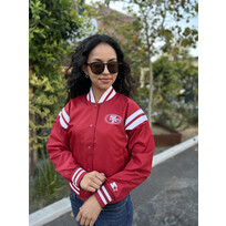 Starter 49ers Women's Starter Full Count Varsity Crop Jacket Red
