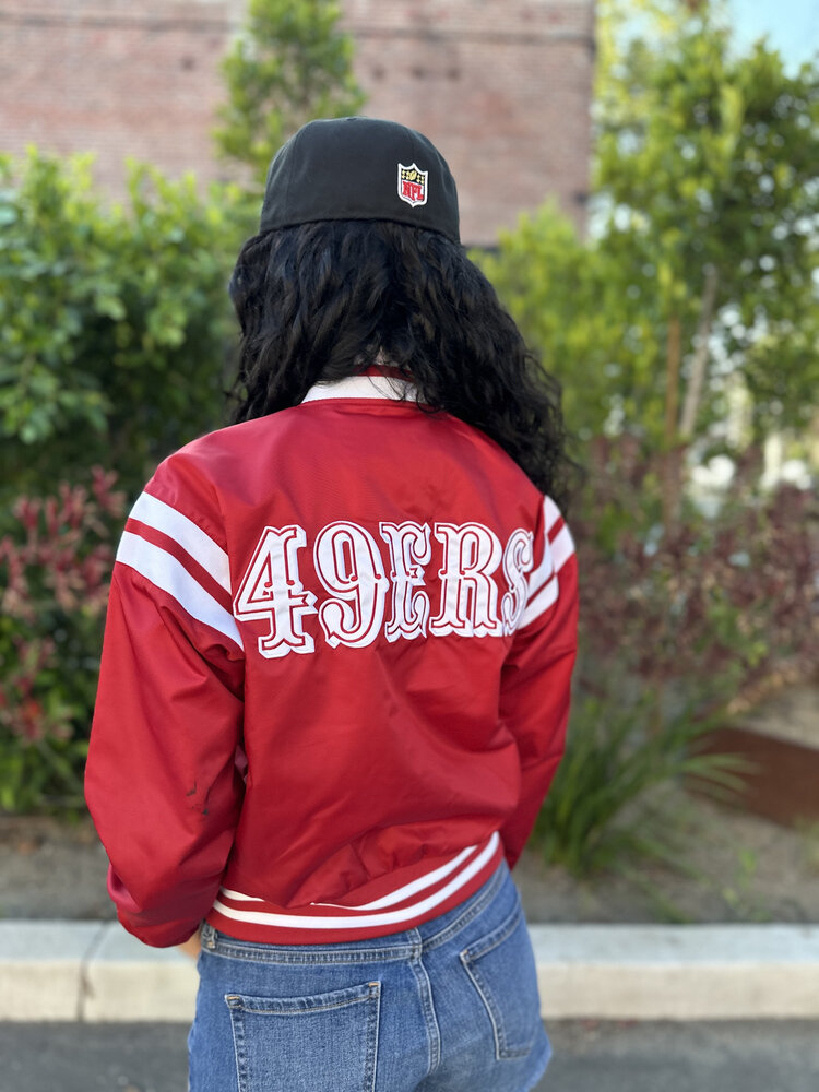 Starter 49ers Women's Starter Full Count Varsity Crop Jacket Red