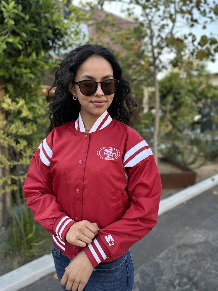 Starter 49ers Women's Starter Full Count Varsity Crop Jacket Red