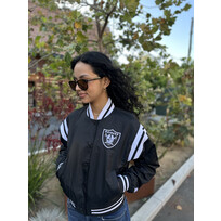 Starter Raiders Women's Starter Full Count Varsity Crop Jacket Black