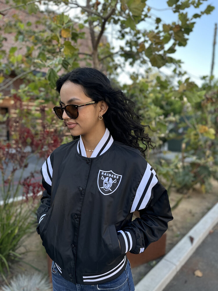 Starter Raiders Women's Starter Full Count Varsity Crop Jacket Black