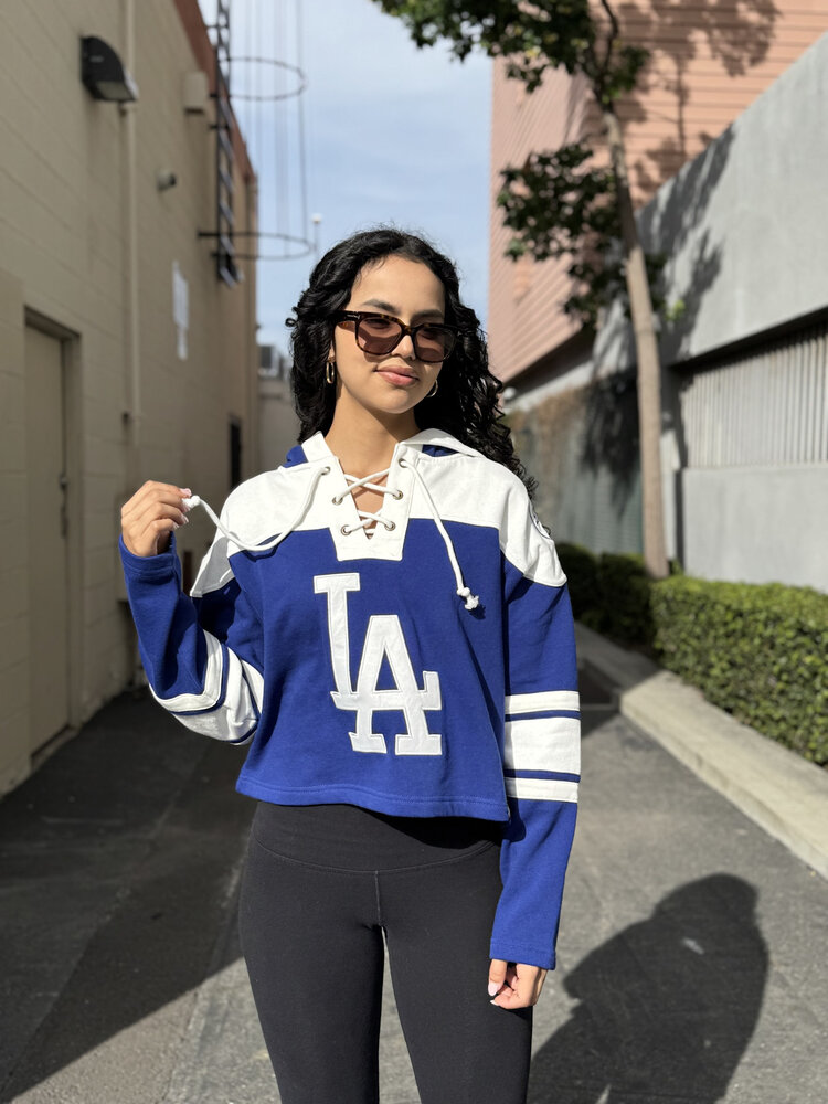47 Brand LA Dodgers Women's 47 Royal Cropped Superior Lacer Hoodie