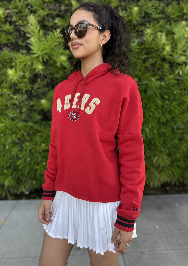 New Era 49ers Women's NE Block Arch Red Crop Hoodie