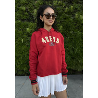 New Era 49ers Women's NE Block Arch Red Crop Hoodie
