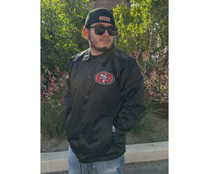 49ers Men's Starter Point Man Coach Jacket Black - The Locker Room