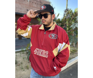 ジャケット・アウター STARTER 49ERS Half-Zip Hoodie Jacket Men's Starter Scarlet San Francisco 49ers Half-Zip Pullover Hoodie