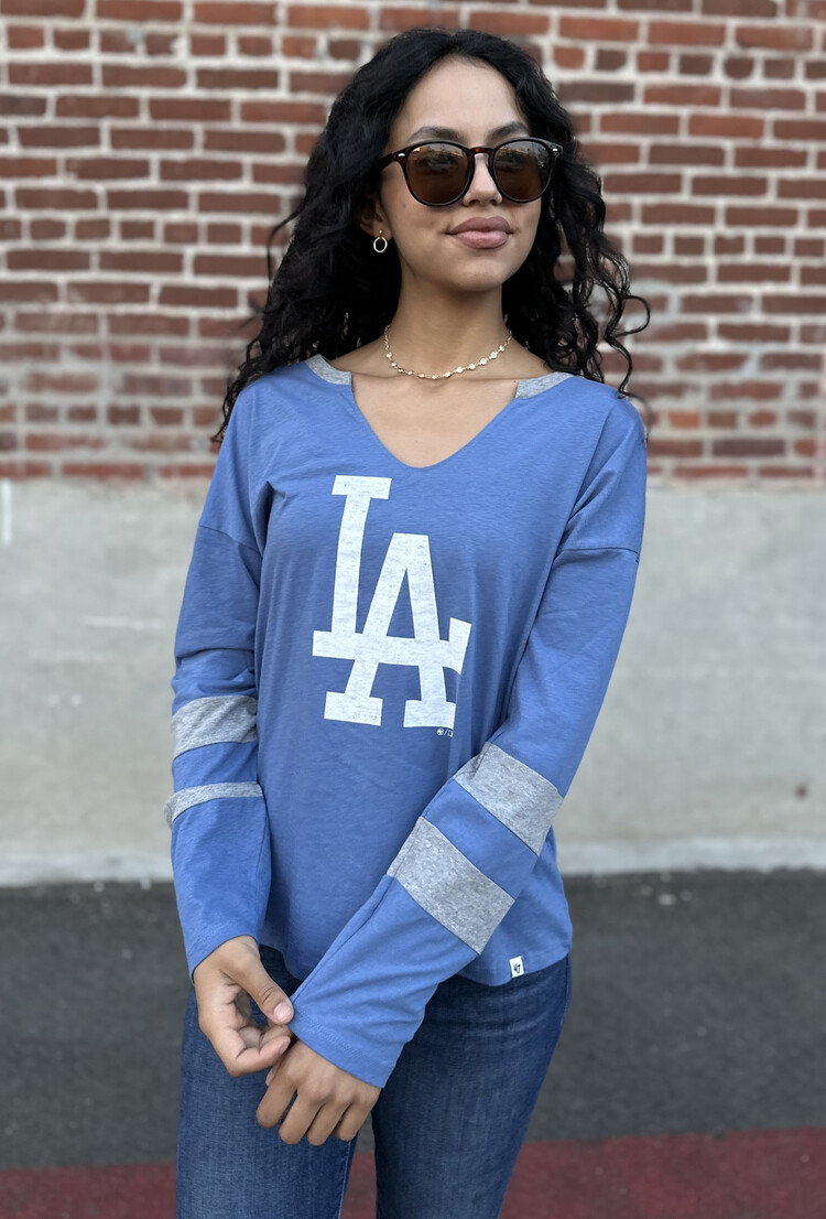 47 Brand LA Dodgers W 47 Cadet Blue Premier Celeste Long Sleeve Tee