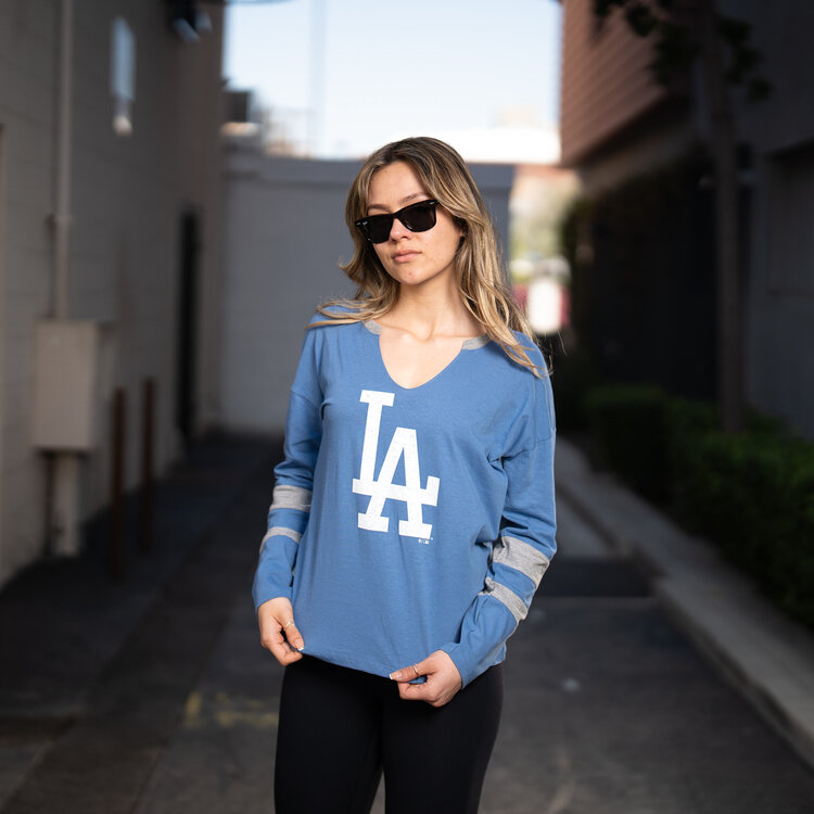 47 Brand LA Dodgers W 47 Cadet Blue Premier Celeste Long Sleeve Tee